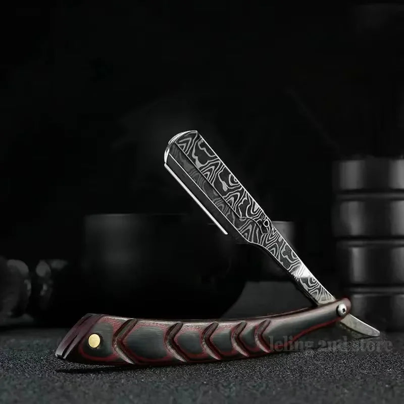 tan wood handle blade shaving razors professional barber shaver eyebrow razor men's replaceable blade shaving razor men gift