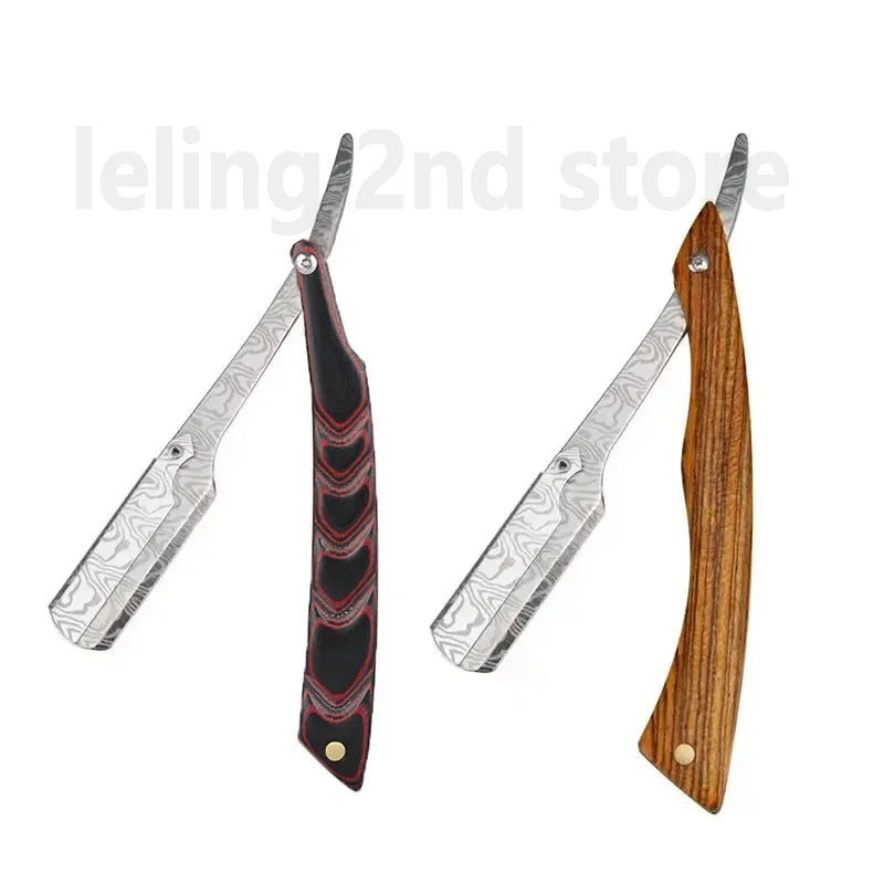 tan wood handle blade shaving razors professional barber shaver eyebrow razor men's replaceable blade shaving razor men gift