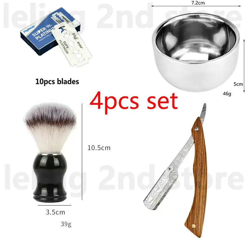 tan wood handle blade shaving razors professional barber shaver eyebrow razor men's replaceable blade shaving razor men gift