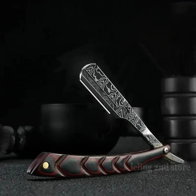 tan wood handle blade shaving razors professional barber shaver eyebrow razor men's replaceable blade shaving razor men gift